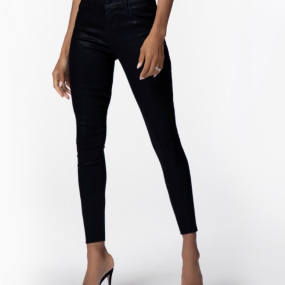 J Brand Black leathery skinny jeans with special coated fabric. NWT